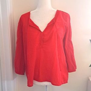 Banana Republic Red Boho Peasant Blouse size Medium